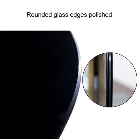 Close-up of polished glass edge on 360 Degree Rotating Lazy Susan Turntable For Dining Tables And Kitchen Countertops Black Tempered Glass Base