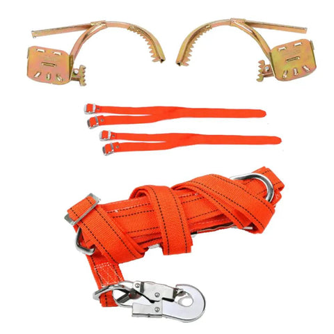 Tree Climbing Spikes With Adjustable Straps And Non Slip Pedals, Built Tough Pole Climbing Gear With Safety Harness and Foot Buckle