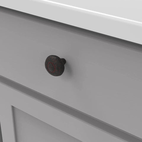 Rustic iron cabinet knob from 25 Pack Dope Rustic Iron Cabinet Hardware Set With Hand-Hammered Finish on white cabinet