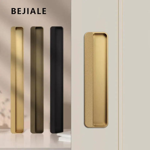 Hidden Push Pull Invisible No Frills Door Handle For Closet Cabinet And Drawer Slotting Grooving Embedded Pull Burr Free Smooth Edge Sleek Black Ga Color 200mm Length Made From Zinc Alloy And Aluminum, gold cabinet handle