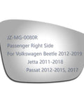 Passenger Right Side Mirror Glass With Adhesive Pads For Volkswagen Beetle Jetta Passat Non Heated Flat Convex Replacement Glass Includes Adhesive Pads Not Including Backing Plate Six And Five Eighths Inch Diagonal