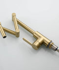 Brushed Gold Pot Filler Faucet 360 Degree Swivel Brass Folding Deck Mount Kitchen Sink Tap disassembled view.