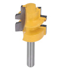 High Strength Reversible T Slot Router Bit With Tungsten Carbide Blade For Precise Woodworking Mortising And Splicing Joints Using 1/4 Inch Round Shank Cutter Tool showing yellow and silver blade design.
