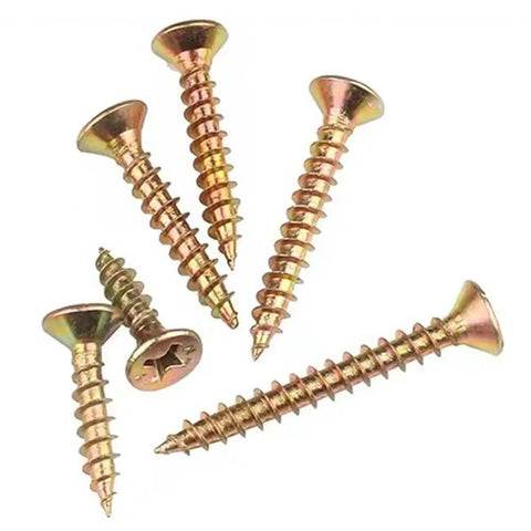 M4 Flat Head Wood Screws Set 340 Pcs Philips Drive Countersunk Self Tapping Screws Yellow Zinc Plated Finish for Wood and Metal
