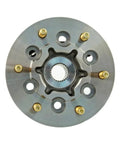 Top view of Chevy Colorado Front Passenger Wheel Hub And Bearing Assembly 2004 2008 with 6 wheel studs and gold connectors.