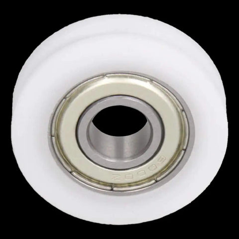Heavy Duty White Nylon Pulley Wheel Featuring A Precision U Groove Channel For Seamless Sliding Door And Window Operations Offering Hella Smooth Silent Guidance That Delivers Zero Hassle Machine Efficiency.