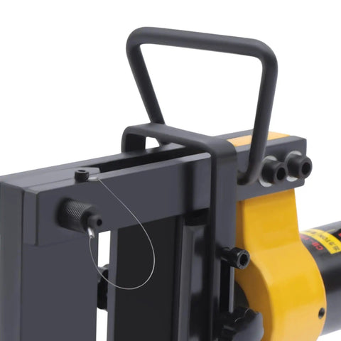 Close-up of Heavy Duty Hydraulic Pipe Bender For Copper Aluminum And Iron Metal Plates handle and pressure release valve.