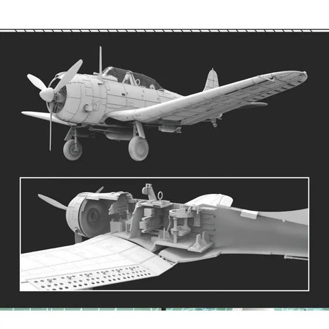 Dauntless SBD Three One To Seventy Two Scale Unassembled WWII Naval Dive Bomber Model Kit, plastic construction details