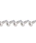 Self Drilling Screws With Round Washer Head In 304 Stainless Steel M4.8x19 for Quick Installation on Wood and Metal, 5 screws displayed.