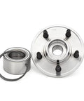 Rear Wheel Hub Bearing Kit For Ford Explorer 2002 To 2010 And Explorer Sport Trac 2007 To 2010 Lincoln Aviator 2003 To 2005 Mercury Mountaineer 2002 To 2010 Two Piece Direct Replacement For A Smooth Quieter Ride And Easy Bolt In Install, shown with components and bolts.