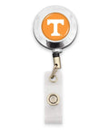 Tennessee Volunteers Student ID Holder Badge Reel With Snappy Retractable Belt Clip, solid metal build with orange logo.