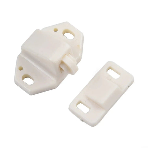 White Door Roller Catch Set Spring Loaded ABS Plastic Cabinet Latch For Furniture Closet Cupboard