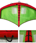 Inflatable Wing Foil For Surfing And Snow Skiing Handheld Surf Kite Wing With red and green polyester build and dual airbags
