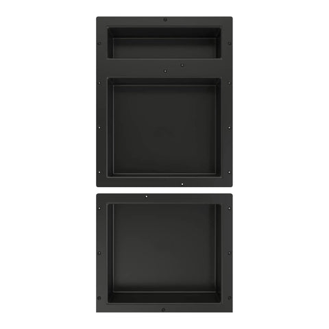 Triple Niche Recessed Shower Shelf Black With Three Inner Shelves 16 Inch Wide 34 Inch High 4 Inch Deep Tile Ready