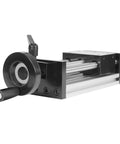 Beefy Manual Sliding Table Linear Rail Guide With Dual Optical Axis, 3.94 Inch Travel, Ball Screw Design, Manual Positioning Rail For CNC Machinery, 66 Lbs Load Capacity, Aluminum Construction For Heavy Duty Precision, black aluminum CNC rail