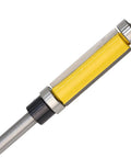 Awesome 1 Inch Wood Router Bit With Top And Bottom Bearings For Smooth Trim Work and Template Projects, showing carbide tipped steel body.