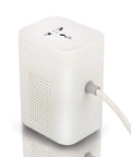 200W Step Up Transformer 110V To 220V Voltage Converter with Circuit Breaker Protection, compact durable white design