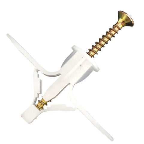 All In One Drywall Anchor Kit With Self Drilling Screws For Hollow Walls Anti Rotation Ribbed Expansion Design Wear Resistant And Weather Tolerant Heavy Duty DIY Friendly For Shelves Cabinets And Picture Frames white plastic drywall anchor with screw