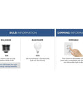 Bulb and dimming info for Tre One Light Pendant Graphite Finish with Tri Arm Industrial Shade 20 Inch