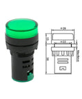 Green component of 22mm LED Indicator Light Heavy Duty for Industrial Machinery Control Circuits 220V AC Panel Mount Seven Eighths Inch