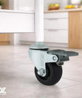 Smooth Rolling M6 Threaded Stem Caster Wheels 2 Inch TPR Rubber Swivel for easy install on wire shelving or cabinets.