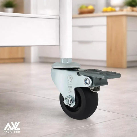 Smooth Rolling M6 Threaded Stem Caster Wheels 2 Inch TPR Rubber Swivel for easy install on wire shelving or cabinets.