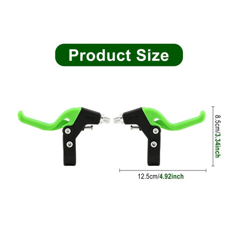 Universal Kids Bicycle Brake Levers Set, Easy Grip Pair for Small Hands, lightweight and durable, green color, product size shown