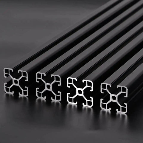 Four Pack 4040 Aluminum Extrusion Profile T Slot Linear Rail 23.6 Inch European Standard Anodized Black Finish Ideal For 3D Printers CNC DIY Automation Workbenches And Precision Machinery