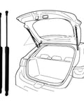 Pair Of Tough Rear Liftgate Gas Struts And Spring Lift Supports For Honda Accord Crosstour 2010 To 2015 hatchback with open tailgate.