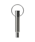 Real Slick Stainless Steel Locating Pin With Hand Retractable Spring Indexing Plunger M6 Lock Ring For Machine Shop And Workshop Projects, close-up view.