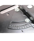 Close-up of the angle guide on a 6 Inch Chop Saw Cut Off Saw With 610W Motor, 8000 RPM, 120V Corded Metal Cutting Tool.