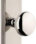 Carre Plate Privacy Door Set With Fifth Avenue Knob In Polished Nickel, Solid Forged Brass Construction, Pre Mounted Privacy Lockset