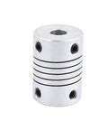 Aluminum alloy shaft coupling, 6mm to 6mm, 25mm length, 18mm diameter, pack of 2