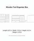 Dimensions and design of Wooden Tool Organizer Box With Divided Compartments And Vertical Tool Slots For Quick Access On Workshop Benches Or Craft Tables