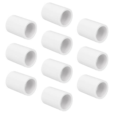 10 Pack 3/4 Inch PVC Pipe Coupling Fittings Socket To Socket Slip Connectors For Home Or Industrial Use Build Grade SCH40