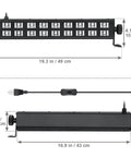 Kickin Black Light Bar For Parties And Neon Decor 54W 395nm UV LED Blacklight with dimensions and power cord details