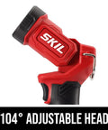 Close-up of Ultra Bright Led Work Spotlight Rechargeable 20 Volt Cordless 300 Lumens Portable Jobsite Light 104 Degree Swivel Head.