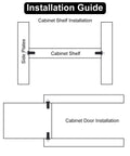 Installation guide for Top Shelf Cabinet Door Repair Pins Heavy Duty Metal Plastic Damper Hardware showing cabinet shelf and door setups.