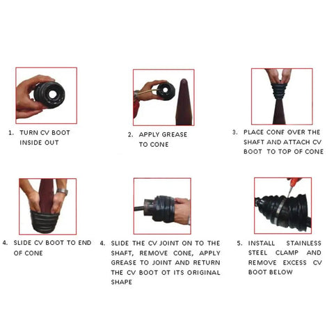 Installation steps for 4 Pack Universal CV Joint Boot Kit With Silicone Telescopic Sleeves For Drive Shaft Dust Cover Replacement