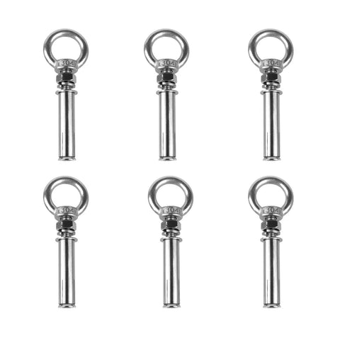Beefy Heavy Duty Concrete Wall Eyebolt Anchors Set, 6 Pcs Expansion Eyebolts M6x70mm In 304 Stainless Steel, displayed in a grid pattern