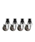 Set Of Four 1.5 Inch Square Tube Furniture Casters With Stainless Steel Quiet Glide Brakes Universal Rack Rollers