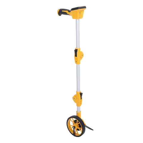 Jeffergarden Digital Display Measuring Wheel with Accurate Distance, yellow and silver durable measuring tool, height-adjustable.