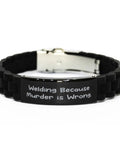 Engraved Welding Bracelet With Adjustable Glidelock Clasp A Dope Gift For Welders And Friends Handmade Metal Jewelry