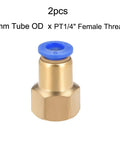 Push To Connect Tube Fitting Adapter 6mm Tube OD To PT One Quarter Female Straight Pneumatic Connector brass 2-pack