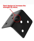 20 Piece Heavy Duty Stainless Steel Corner Braces Six Hole L Shape Metal Brackets For Wood Shelves, detailed shot of dent design.