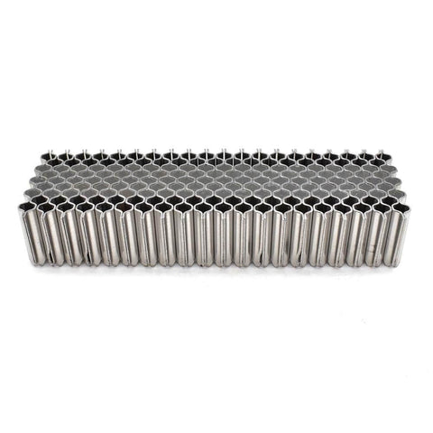 Corrugated W Fastener Staples 1 Inch Crown Five Eighths Inch Long 25 Gauge 1000 Pack, stack of staples shown.
