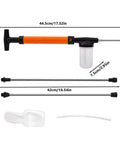 Extended Reach Powder Duster Wand System For Uniform Dusting And Spray Application components and measurements displayed.