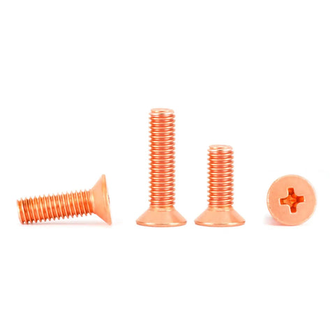 Premium Pure Copper Countersink Screws Flat Head Phillips Drive, various lengths, for electrical grounding and repairs.