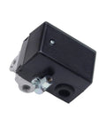 Replacement Pressure Switch For Air Compressor 145 To 175 PSI, Quarter Inch FNPT Inlet, black plastic housing, side view