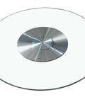 Heavy Duty 43 Inch Lazy Susan Turntable Crafted From Ultra Thick Tempered Glass With Rock Solid Aluminum Base Silent Smooth Glide Rotation Built For Round Dining Tables Kitchen Serving Tray top view